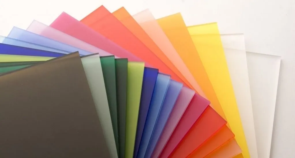 Mockup of colored acrylic sheets