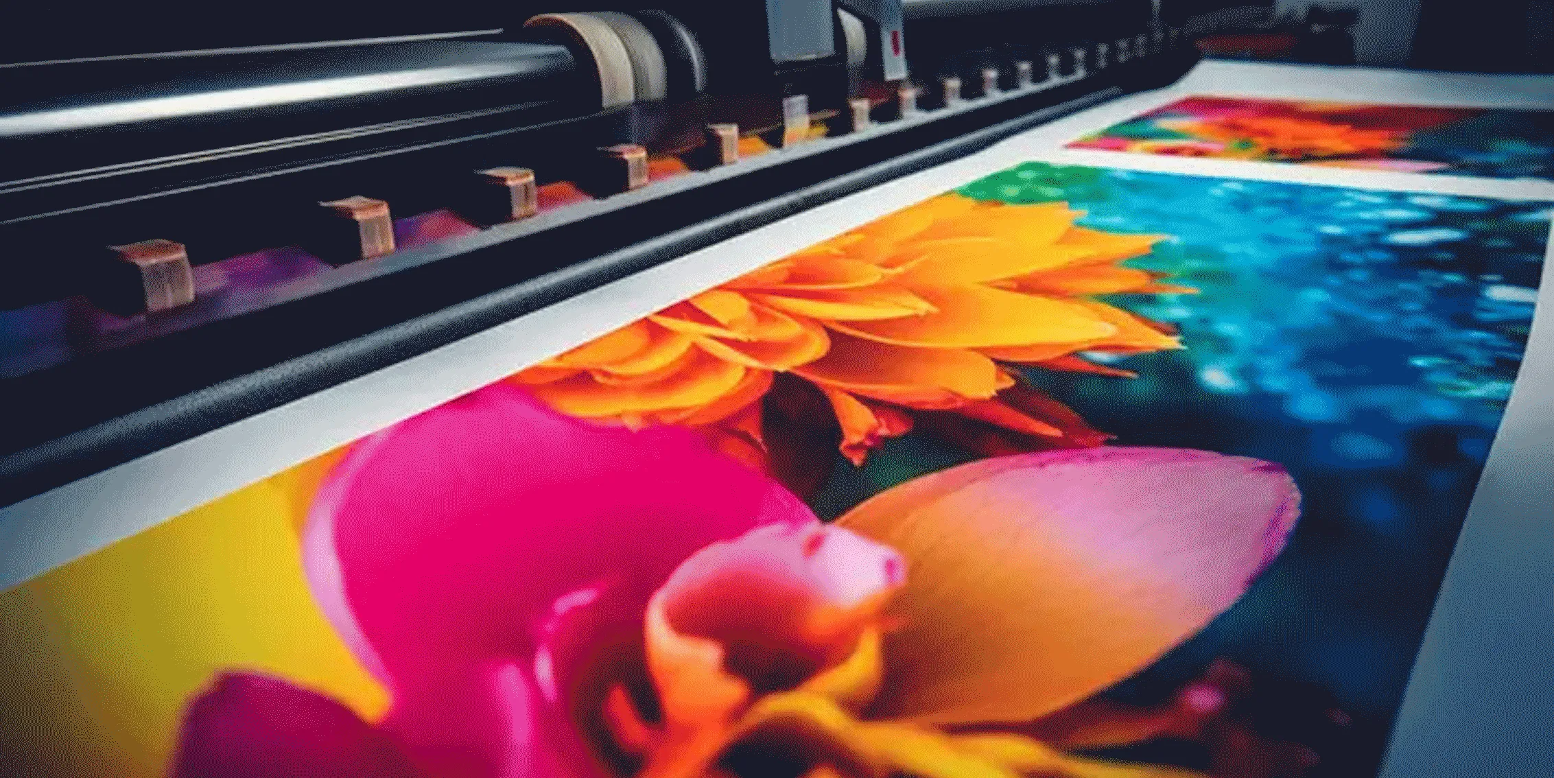 A large printer in a room with a yellow wall